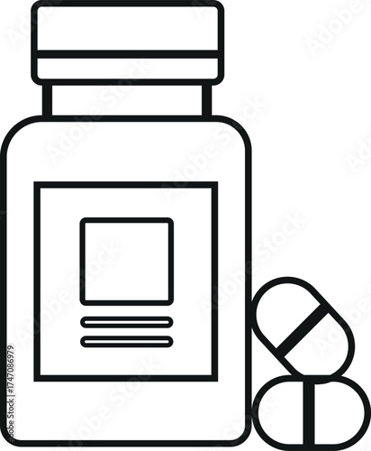 Pills bottle glyph icon. Silhouette symbol. Drugs. Negative space. Vector isolated illustration