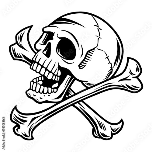 Black and white skull and crossbones graphic pirate 2