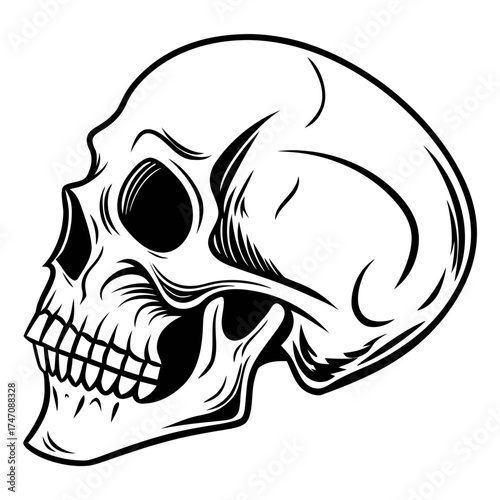 Black silhouette human skull with hollow eyes vector 1
