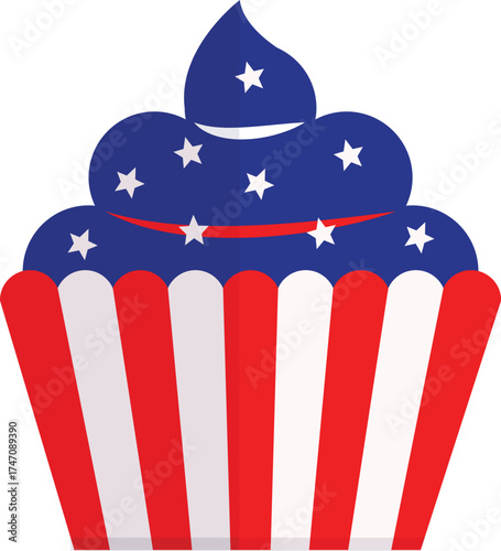 Patriotic USA Cupcake Vector | American Independence Day Dessert Design