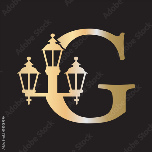 Light Logo combine with letter G vector template