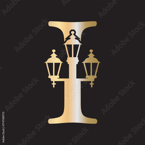 Light Logo combine with letter I vector template