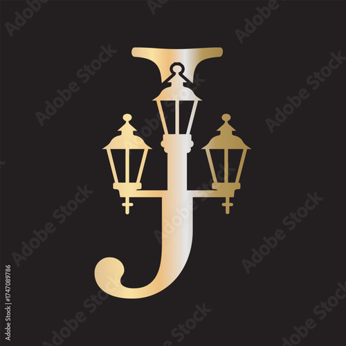 Light Logo combine with letter J vector template