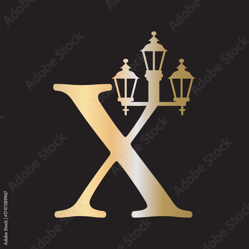 Light Logo combine with letter X vector template