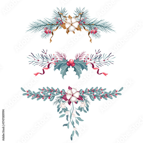 Decorative Christmas plant elements