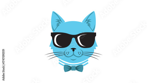 Hipster Cat Vector Logo