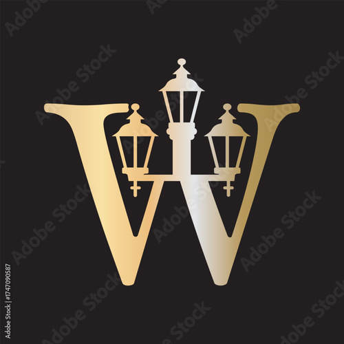 Light Logo combine with letter W vector template