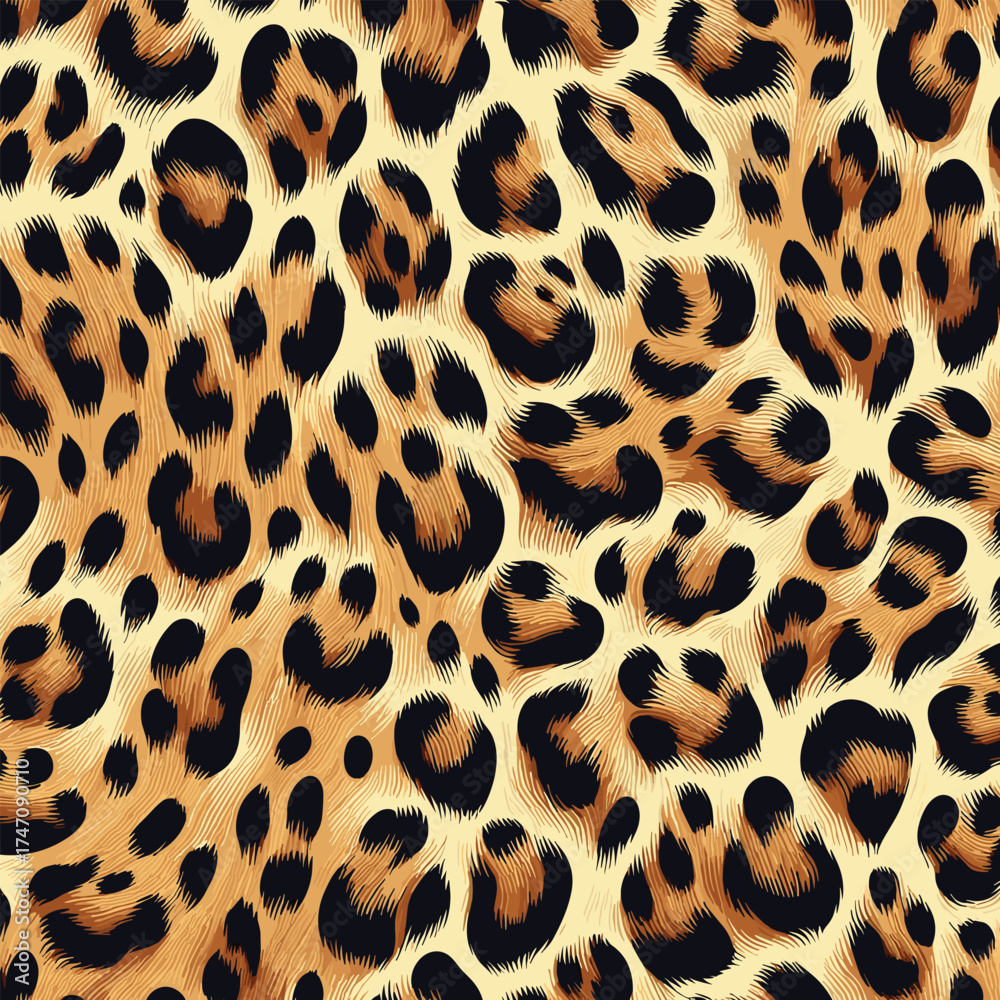 Fototapeta premium Seamless Animal Wildlife Skin Pattern. Leopard Skin Texture Pattern Vector. Leopard Fur Camouflage Background, rich look for wallpaper and apparel.