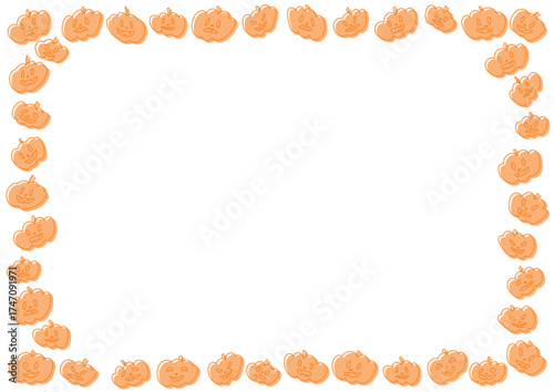 ハロウィンのかわいいカボチャ模様フレームイラスト