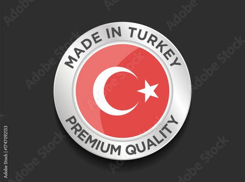 Made in the Turkey labels icon, made in the Turkey logo, Turkey flag , Turkey product emblem, Vector illustration