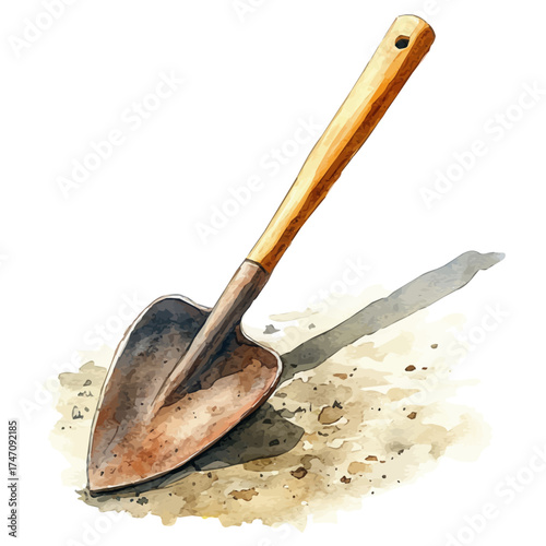 Hoe, watercolor illustration vector, isolated on a white background.