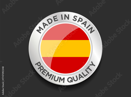 Made in the Spain labels icon, made in the Spain logo, Spain flag , Spain product emblem, Vector illustration