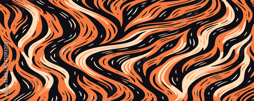 Vectand tiger skin pattern highlighting wild animal fur stripes, perfect fand seamless wallpapers, textile designs, and tiles.