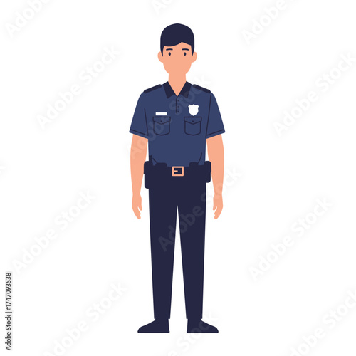 Police officer standing uniformed male law enforcement officer professional duty security illustration