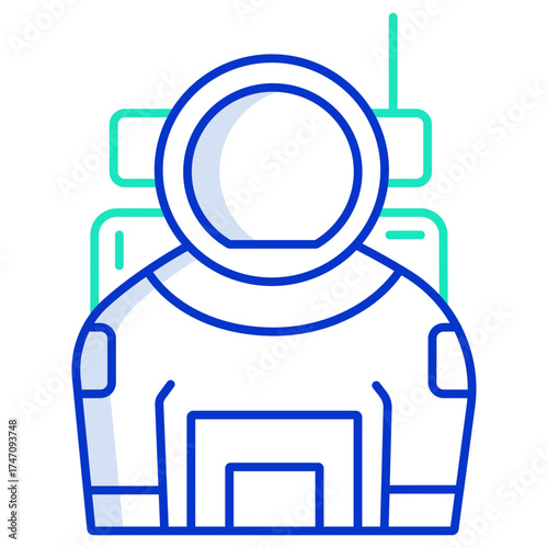 astronaut outline color icon design
