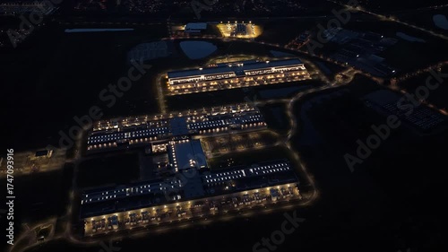 Nighttime panorama of Odense computing and data facilities.