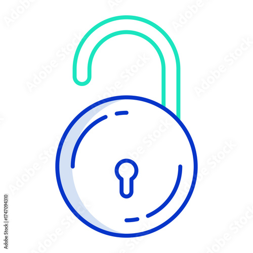 unlock outline color icon design