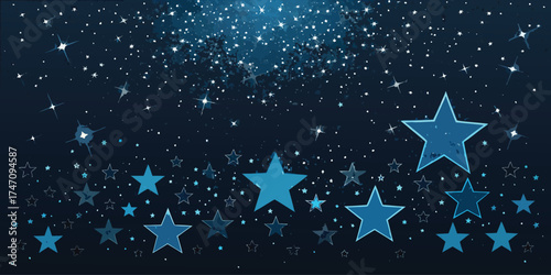 Starry Night Sky Overlay with Shimmering Blue Stars on Black and White Background – Cosmic Texture for Design, Dreamy Galaxy Background for Visual Storytelling and Creative Projects