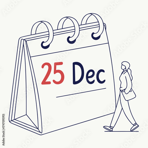 Calendar page with 25 December and walking person date