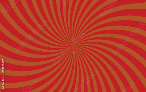 Abstract Red and Orange Spiral Burst Background, Retro Optical Swirl Pattern with Hypnotic Motion Effect for Vintage and Modern Design