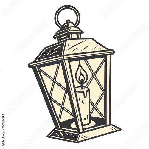 Wallpaper Mural Vintage candle lantern with glowing flame vector icon Torontodigital.ca