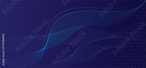 Blue Abstract Wave Background – Futuristic Flow Lines, Digital Technology Pattern, Gradient Curves for Modern Website, Presentation, Banner, and Graphic Design Templates. 3