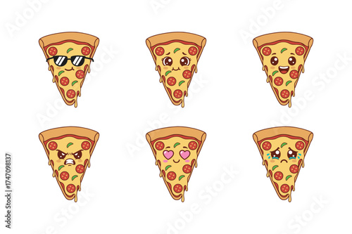 Pizza Emoji Vector Set