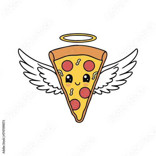 Angel Pizza Slice Vector Illustration