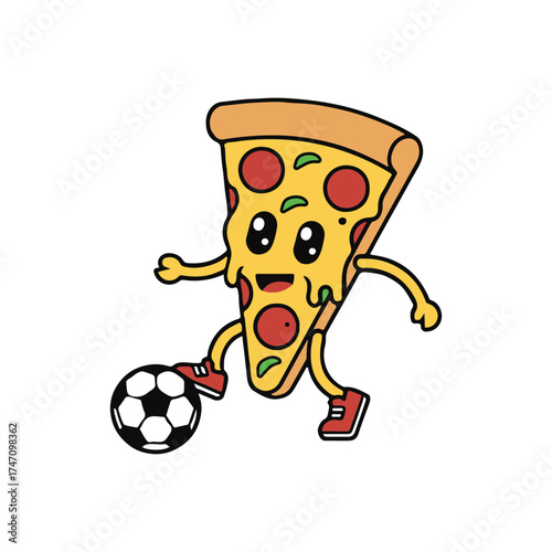 Soccer Pizza Slice Vector Illustration