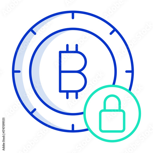 bitcoin lock outline color icon design