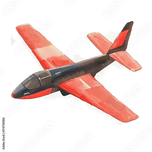 Glider, watercolor illustration vector, isolated on a white background.