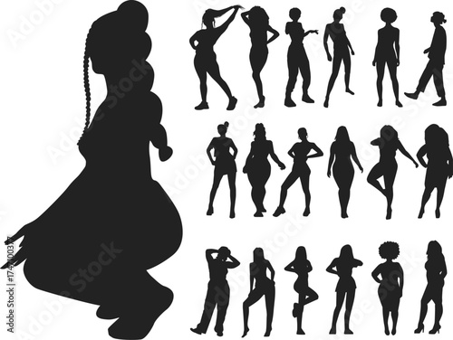 silhouettes of hot girls silhouetter design template 