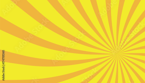 Radiant yellow and orange sunburst background with glowing rays of light, perfect for retro poster design, summer themes, or vibrant abstract artwork. 4