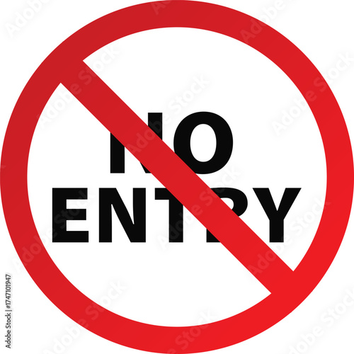 No Entry Sign – Red Circle with White Horizontal Bar, Restricted Access Area Traffic and Safety Warning Vector Illustration
