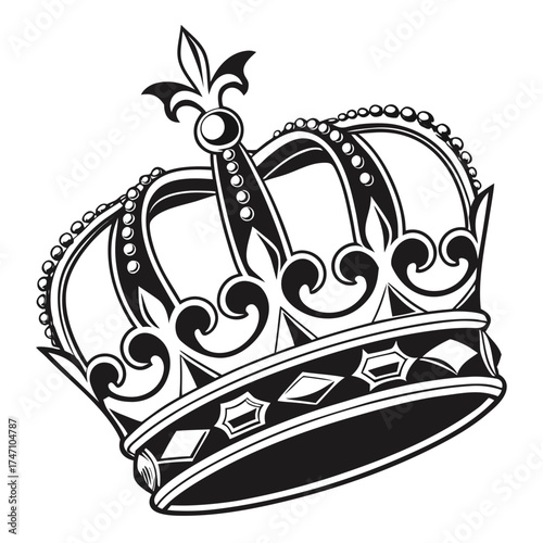 Black ornamental crown with fleur de lis and bead details