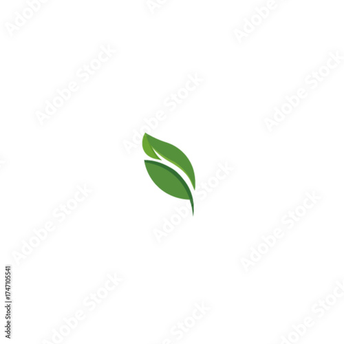 A clean, minimalistic representation of a vibrant green leaf, exuding freshness and vitality. Perfect for concepts related to nature, eco-friendliness, and organic themes.