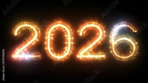 Celebrating the arrival of 2026 with bright fireworks and lights