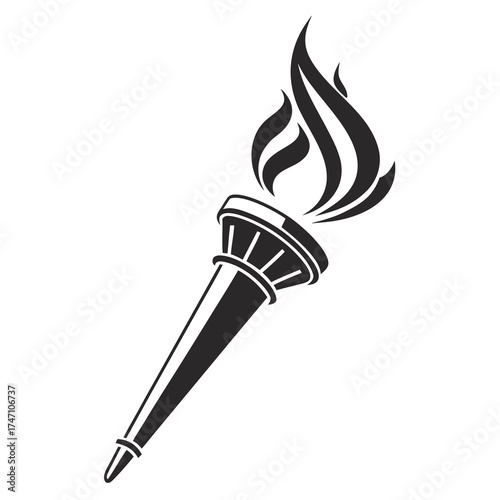 Black torch flame graphic on white background fire 1