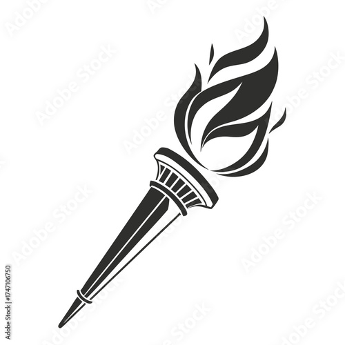 Black torch flame graphic on white background fire 2