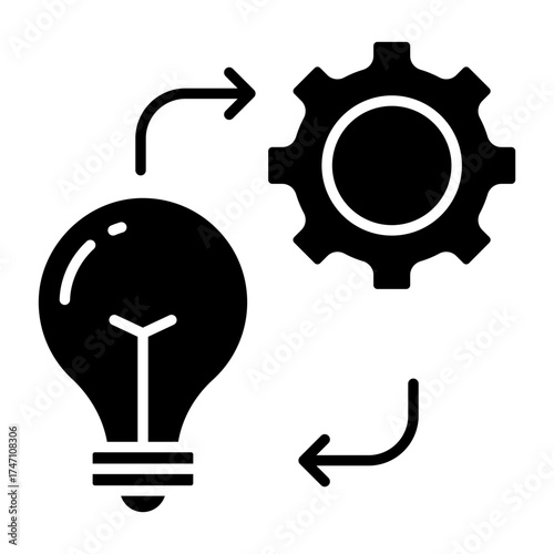 A solid design icon of idea generation