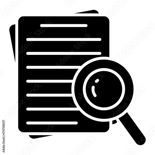 Conceptual solid design icon of search paper 