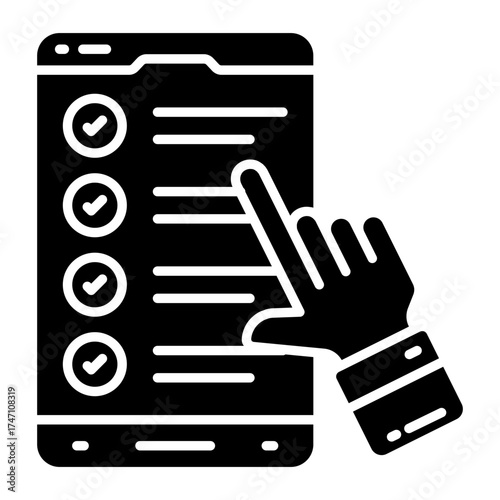 A solid design icon of mobile list 