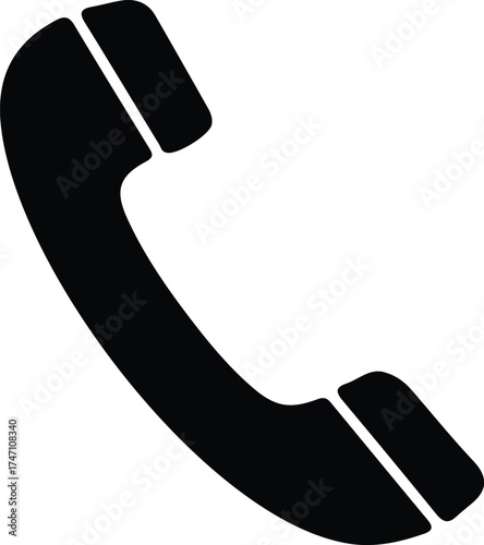 Simple black telephone handset icon representing communication and customer service classic symbol
