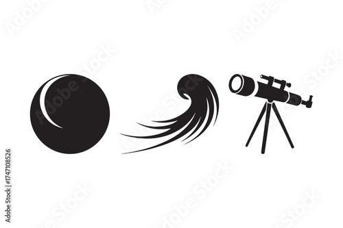 Celestial observation with telescope and moon phases