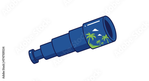 Vintage brass spyglass telescope with nautical map details for maritime exploration and maritime history vector