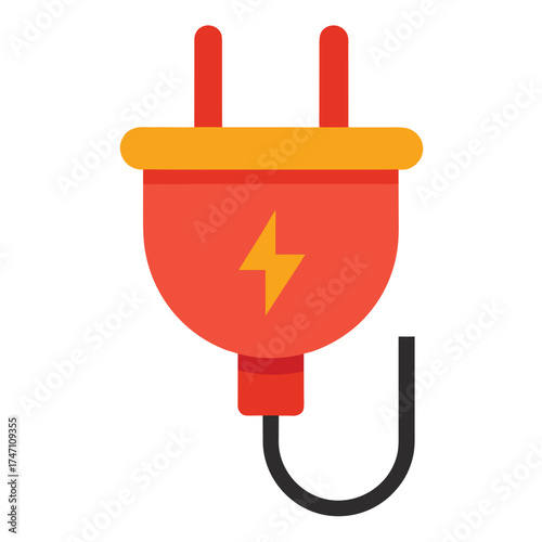Simple Electric Plug Icon Vector on White Background