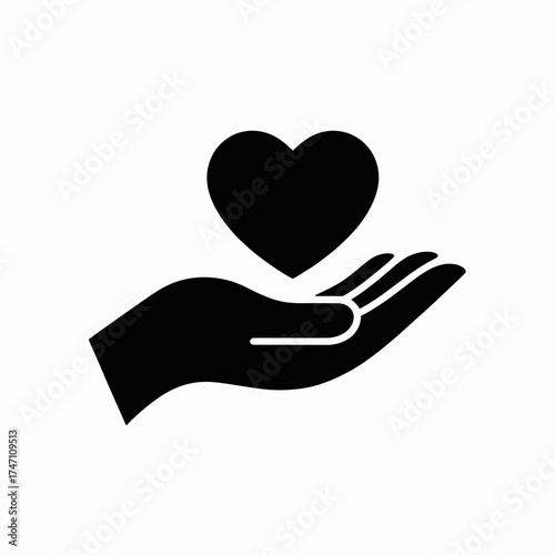 Hand Holding Heart Icon – Charity and Care Support Symbol