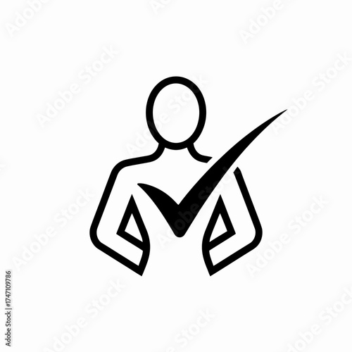 Person with Checkmark Icon – Verified User or Approved Profile Symbol
