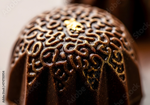 Fototapeta Naklejka Na Ścianę i Meble -  Artisanal Decorative Chocolate with Intricate Design