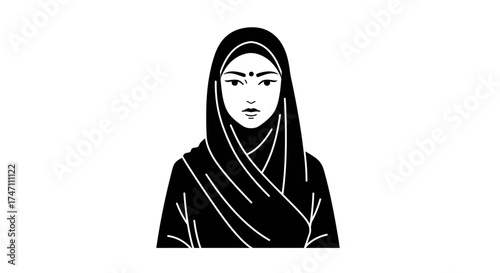 Portrait of a young muslim woman wearing a hijab and traditional clothing expressing a serious or thoughtful emotion isolated vector